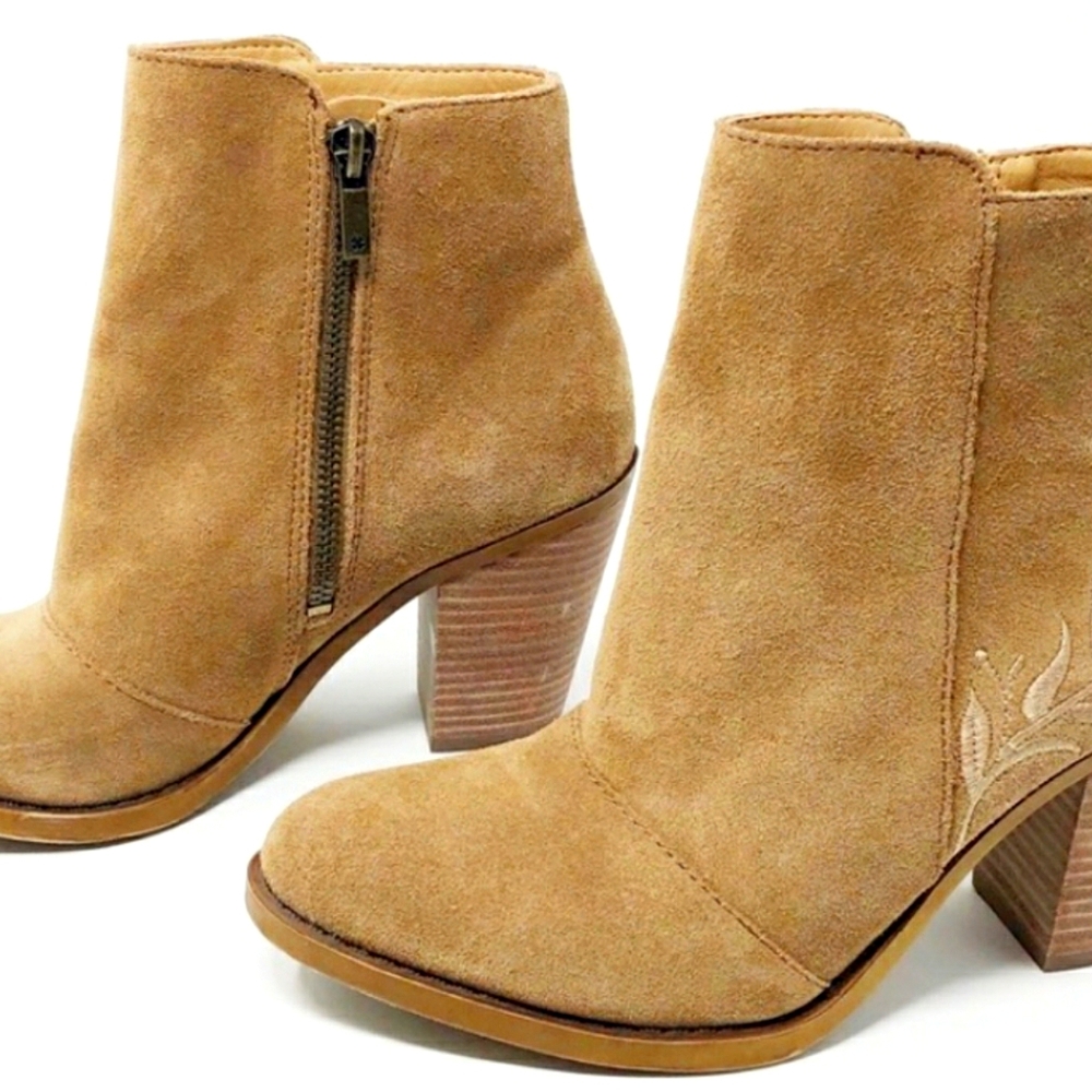 Lucky Brand Suede Embroidered Booties